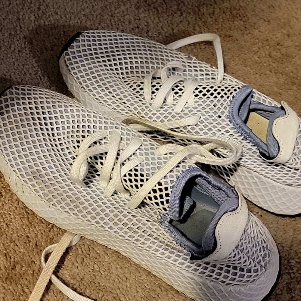 Adidas white and blue sneakers